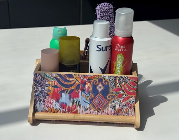 Jaipur, New Home Gift, Cutlery Organiser, Beauty Box, Wooden Box, Bamboo Utensil Holder, , Dressing Room Organiser, Pretty Box with handle