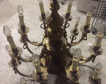 Large French antique gilt bronze 16-armed chandelier