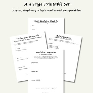 Pendel Starter Kit zum Ausdrucken (4 Seiten) | Anfänger Pendel Anleitung | Ja Nein Chart & Täglicher Check-In | Quiet Magic Kollektion