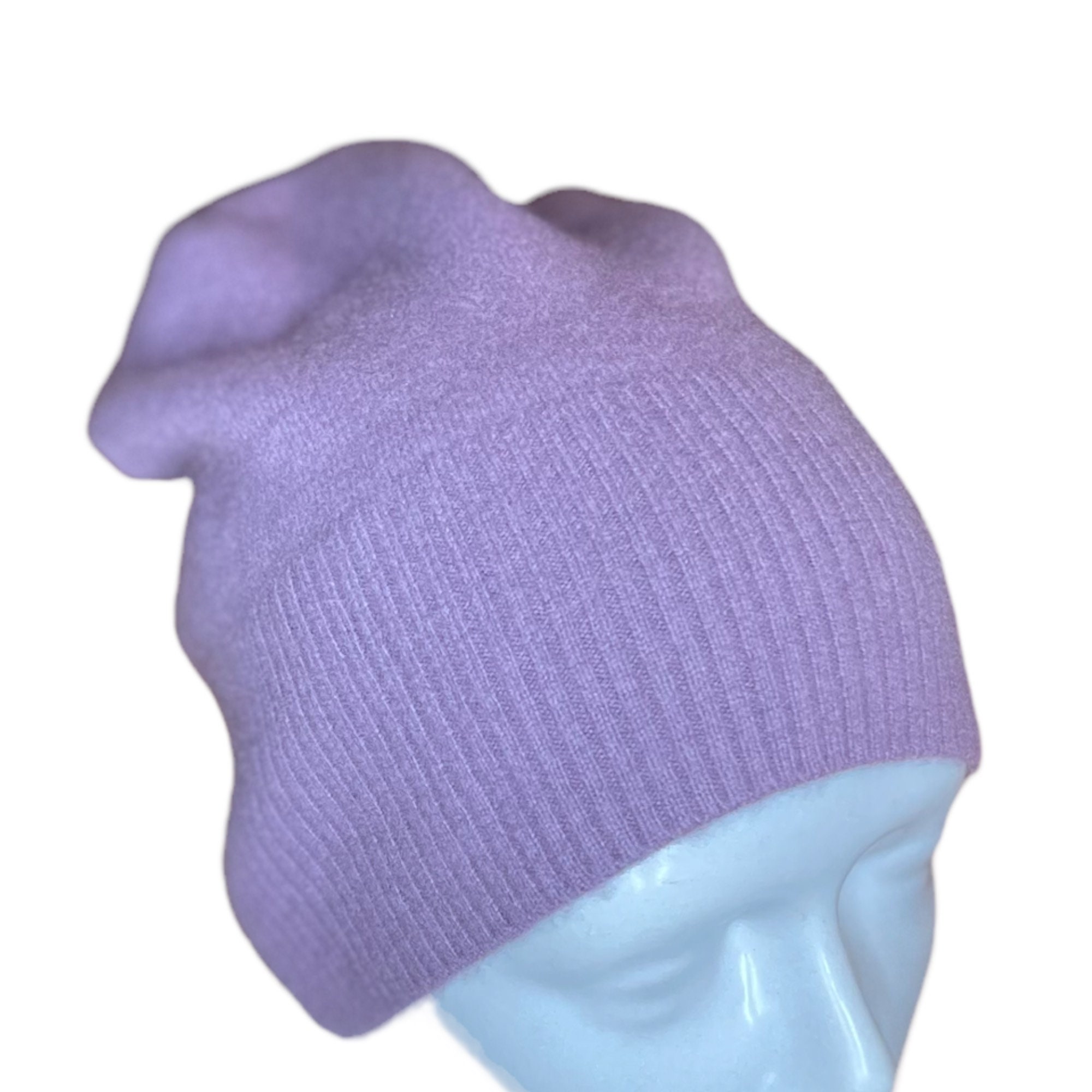 100% Pure Cashmere Lilac Beanie Hand 