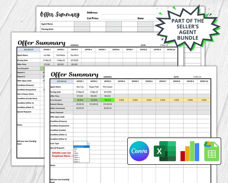 Offer Presentation, Offer Summary, Multiple Offer Comparison, Real