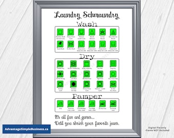 Laundry Symbols, Laundry Sign, Laundry Artwork, Printable Laundry Sign, Laundry Symbol Sign, Laundry Care Print, Laundry Symbols Print, GR2