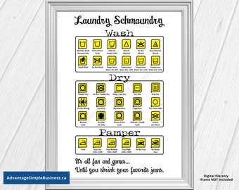 Laundry Symbols, Laundry Sign, Printable Laundry Sign, Laundry Artwork, Laundry Care Print, Laundry Instruction, Laundry Symbols Print, YE1