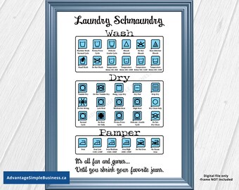 Laundry Symbols, Laundry Sign, Laundry Artwork, Printable Laundry Sign, Laundry Symbols Sign, Laundry Care Print, Laundry Symbols Print, BL2