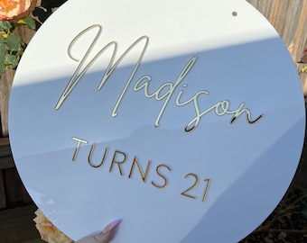 40cm Circle Acrylic Birthday Sign