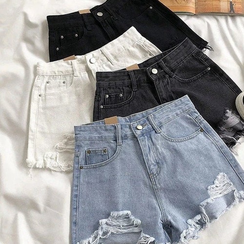 Denim Shorts Jean Shorts High Waisted Shorts Women Etsy