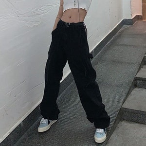 Baggy Jeans Black Cargo Jeans / Wide Leg Jeans / Vintage - Etsy