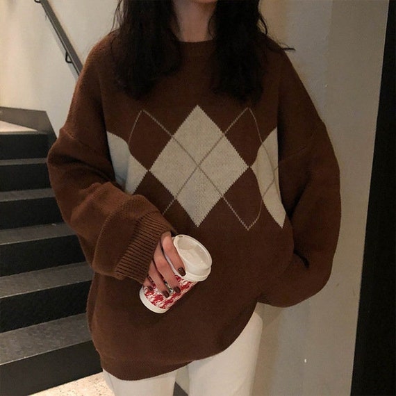 oversized argyle sweater