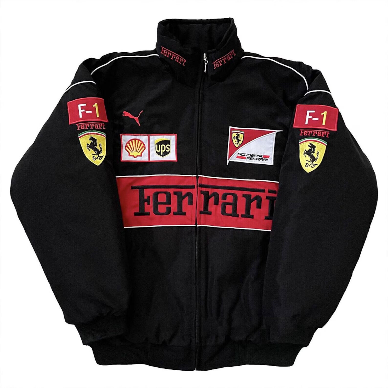 Black Ferrari Jacket Racing Vintage Jacket, F1 Nascar Jacket ...