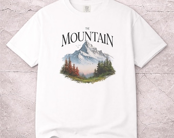 Vintage T-shirt met berglandschap, retro wandelshirt voor buiten