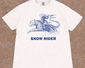 T-shirt Snow Rider – vintage fantasie T-shirt met luipaardprint