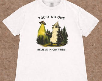 Retro T-shirt Cryptid Raccoon Alien Abduction, Paranormal Conspiracy-T-shirt