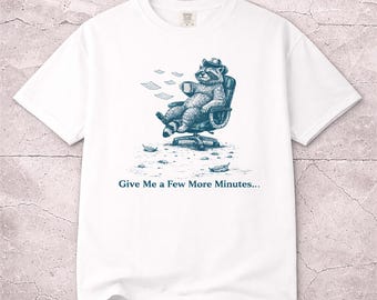 Grappig T-shirt met uitstelgedrag wasbeer, retro shirt voor kantoorhumor