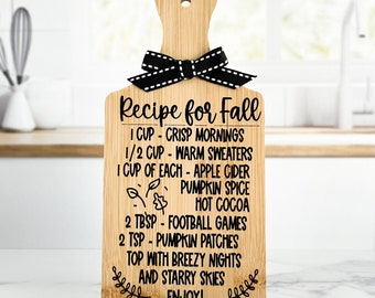 Recipe for Fall Menu, Mini Fall Cutting Board for Tiered Tray, Mini Fall Cutting Board, Fall Tiered Tray Decor, Harvest Tiered Tray Decor
