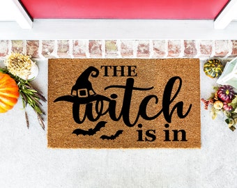 The Witch Is In Doormat, Witch Doormat, Halloween Decor, Welcome Halloween Doormat, Halloween Porch Decor, Witch Decor, Welcome Mat