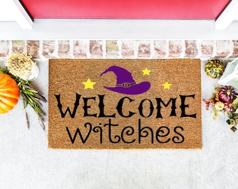 Welcome Witches Doormat, Welcome Witches Mat, Welcome Halloween Mat, Halloween Decor, Halloween Porch Decor, Fall Decor, Halloween Doormat