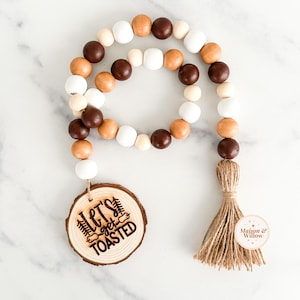 Let’s Get Toasted Wood Bead Garland, S’mores Wood Bead Garland, Smores Garland, S’mores Tiered Tray Decor, S’mores Banner, Campfire Decor