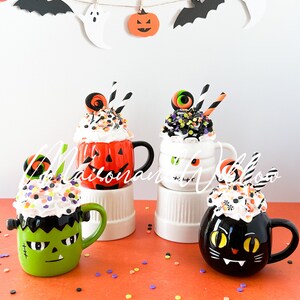 Mini Halloween Faux Whip Mug, Mini Halloween Fake Whip Mug, Faux Halloween Drink, Fake Halloween Drink, Halloween Tiered Tray Decor