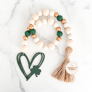 St Patrick&#39;s Day Holzperlengirlande, St. Patrick&#39;s Day Kleeblattgirlande, Shamrock Tiered Tablett Dekor, St Patty&#39;s Day Tiered Tablettdekoration