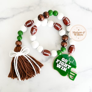 Football Wooden Bead Garland, Football Wood Bead Garland, Football Garland, Football Tiered Tray Decor, Football Banner, Go Fight Win Decor