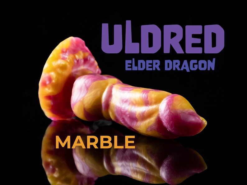 Fantasy Dragon Dildo - Uldred - Marble Color - Knot Silicone Sex Toy 