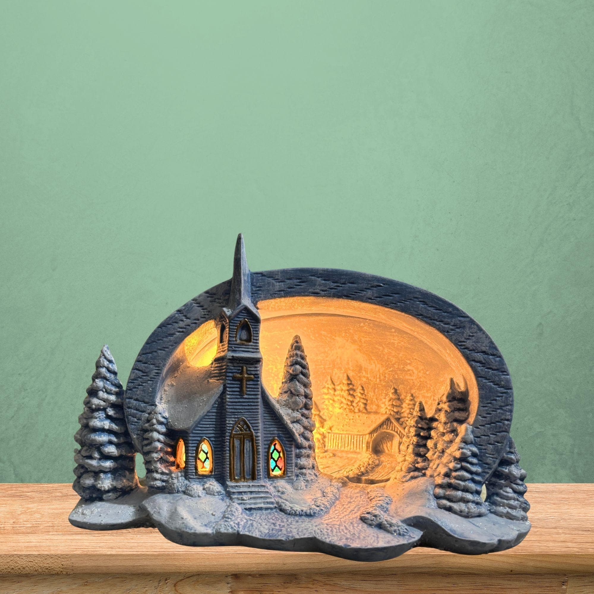 White Ceramic Light up Church - Etsy