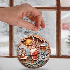 Ornement de père Noël classique, décoration de Noël en céramique brillante