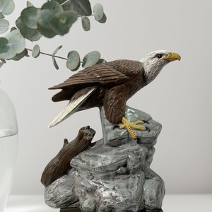 Handcrafted Majestic Black and White Eagle Figurine - Strength and Grace Inspiring Home Decor