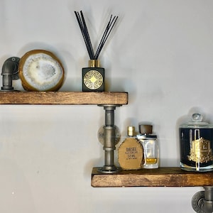 Industrial Steampunk Tiered Shelf - bathroom, kitchen, bedroom, living room (18cm depth) | Rustic, pipe, pipe work, scaffold, steel