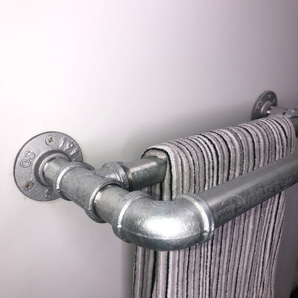 Industrial Steampunk Wall-mounted Double Towel Rail | Rustic, pipe, pipe work, steel