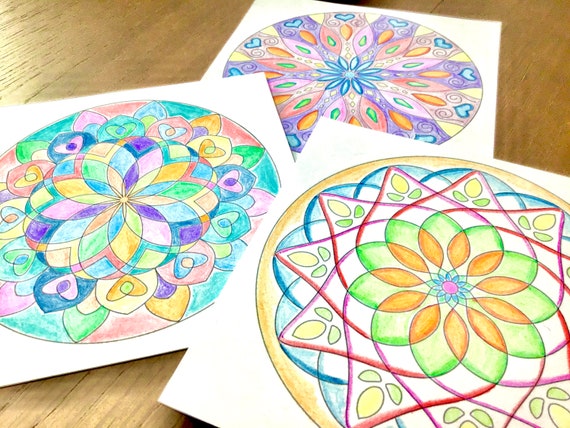 マンダラの塗り絵 台紙 素材 ダウンロード商品 Etsy