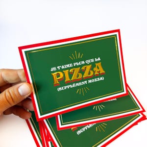 Postkarte - Ich liebe dich mehr als Pizza (Mozza-Beilage)