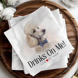Custom Wedding Napkins, Pet Portrait Napkins, Poodle Dog Napkins, Personalized Napkins, Cocktail Napkins, Dog Lover Gifts, Wedding Decor