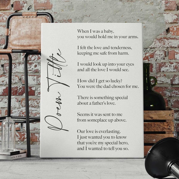 Custom Poem Canvas Print Sign Song Lyric Love Letter Inspirational Quote Wall Art, Couple Wedding Anniversary Newlywed Bridal Shower Gift