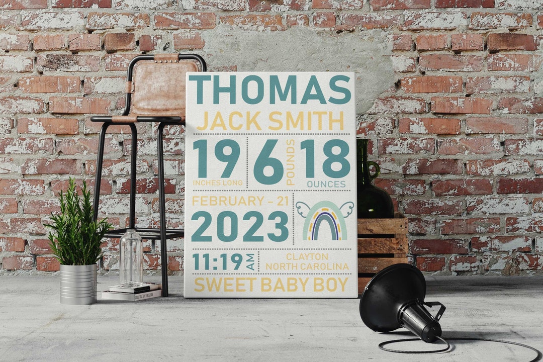 Custom Birth Stats Sign, Birth Announcement Print Canvas, Christmas New ...
