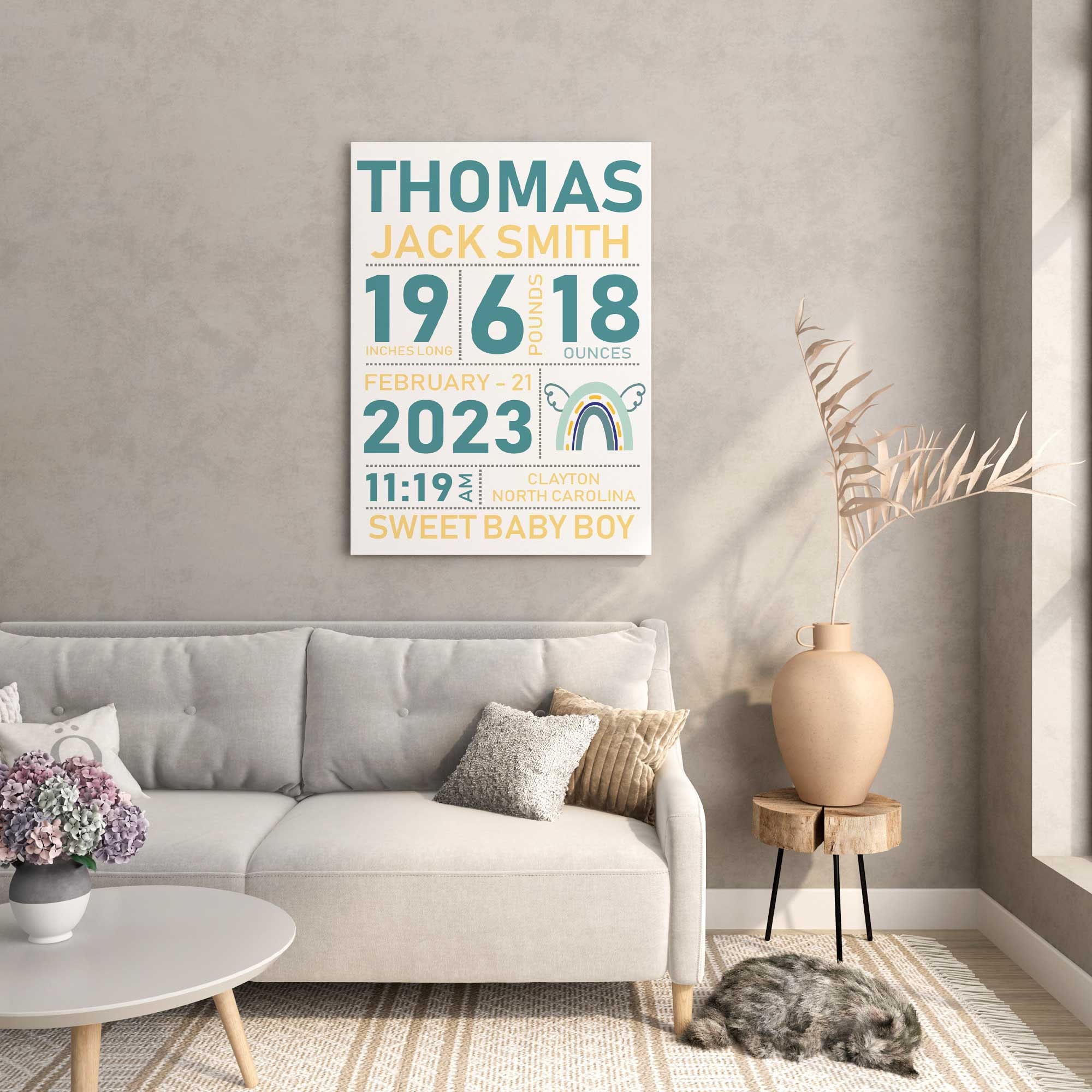 Custom Birth Stats Sign, Birth Announcement Print Canvas, Christmas New ...