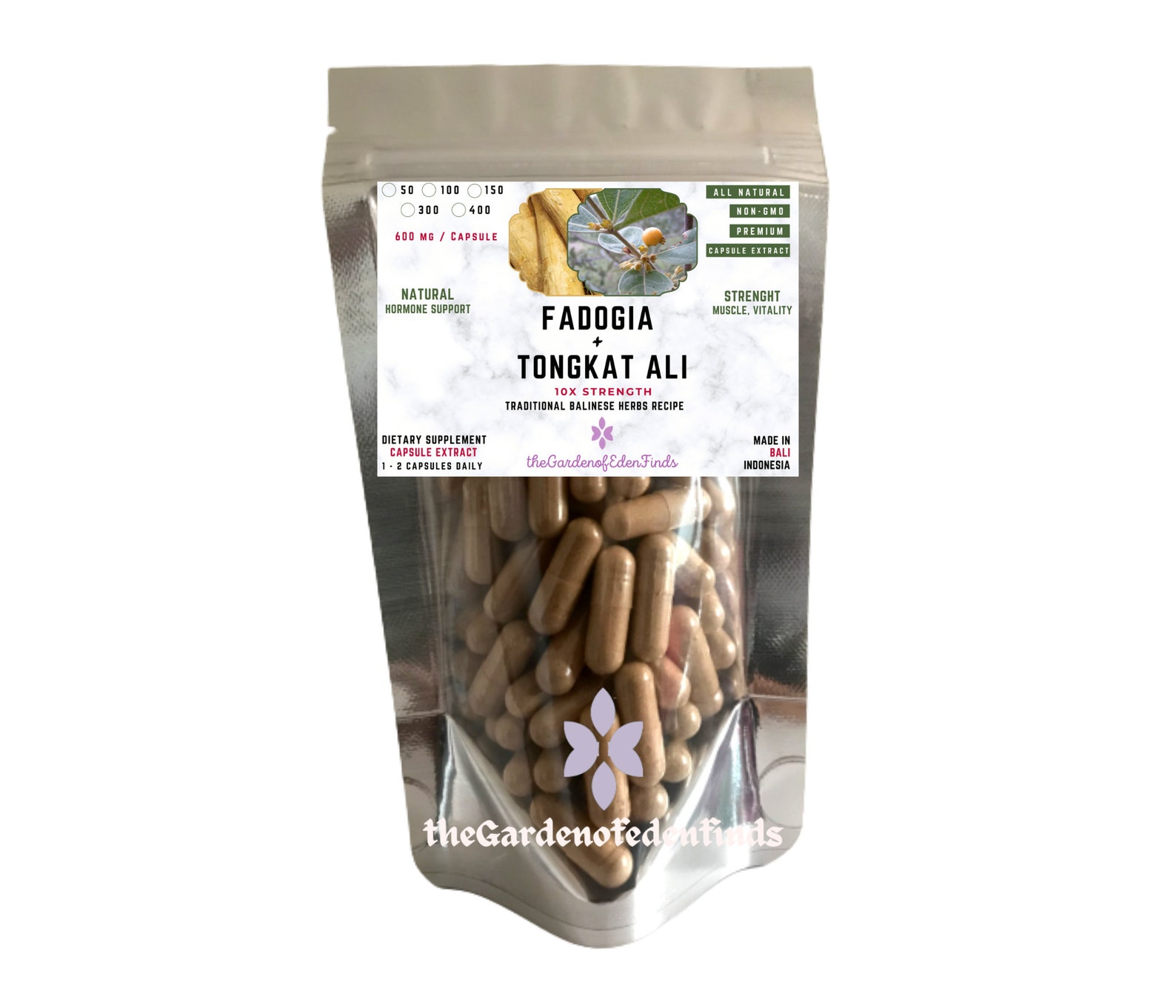 Fadogia Agrestis 600mg Plus Tongkat Ali Capsule Extract I Etsy Canada