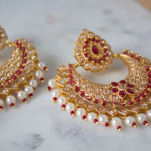 Indian Jewelry Indian Earrings Jhumka Earrrings for Indian Bridal Jewelry Chandbali Kundan Jewelry Polki Jewelry Earrings Kundan Chandbali