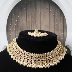 Indian Jewelry Set for Indian Wedding Kundan Jewelry Set for Indian Bride Kundan Choker Necklace Set Kundan Maang Tikka Set Punjabi Jewelry