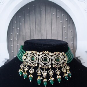 Indian Jewelry Indian Wedding Kundan Jewelry Set Kundan Choker Set Kundan Necklace Set Victorian Choker Bollywood Jewelry Polki Necklace