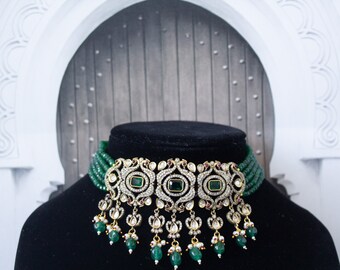 Indian Jewelry Indian Wedding Kundan Jewelry Set Kundan Choker Set Kundan Necklace Set Victorian Choker Bollywood Jewelry Polki Necklace