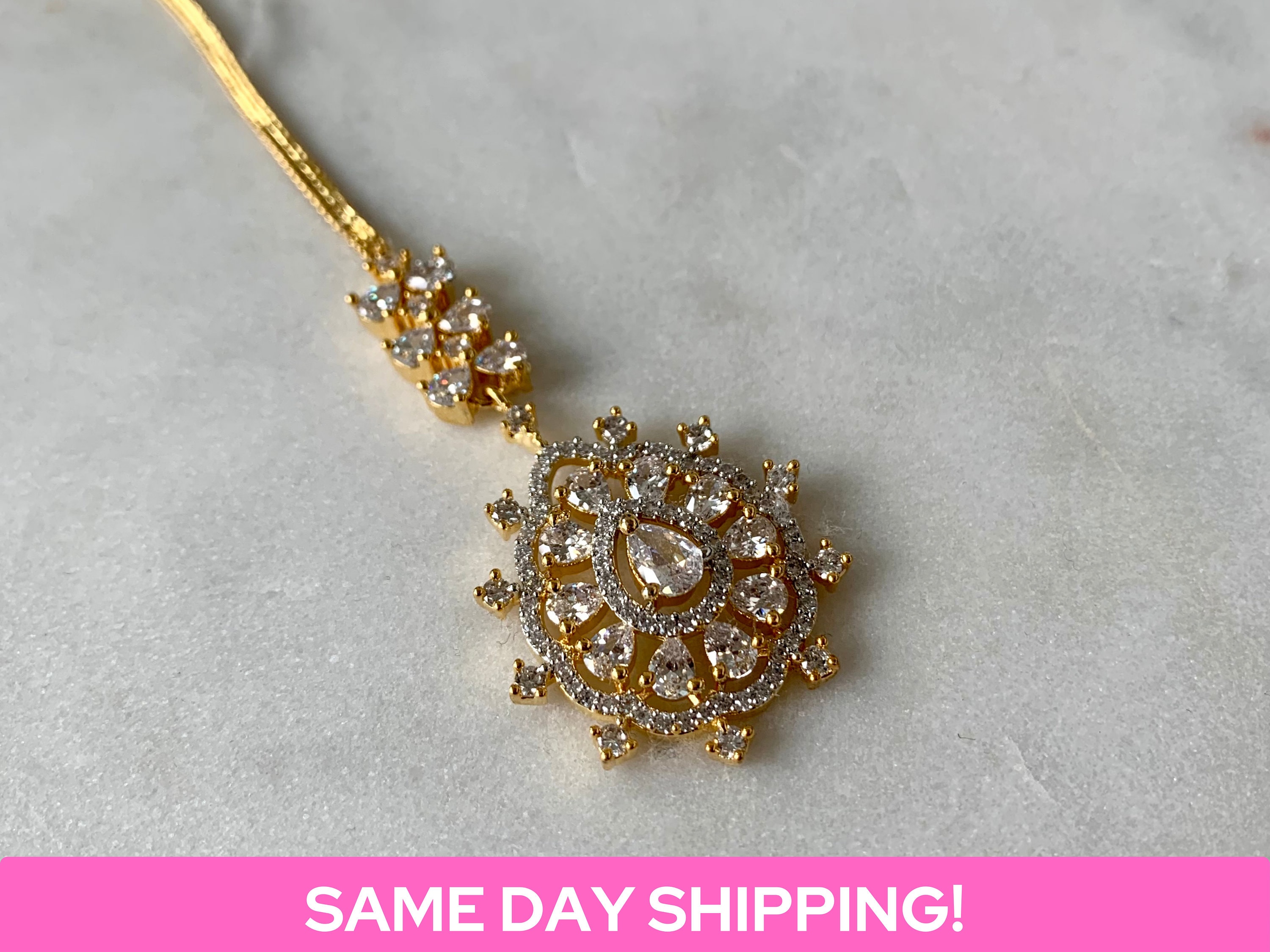 Gold Maang Tikka Hair Jewelry Head Piece Bridal Maang Tikka 