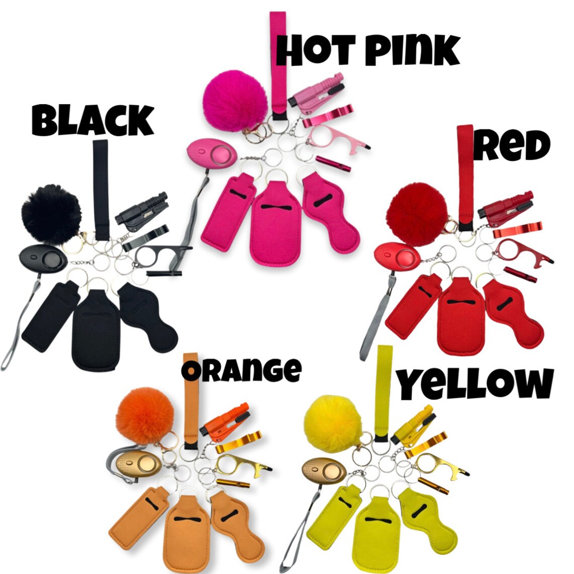 13 Piece Selfdefence Keychain Set/marble&solid Colours/protective