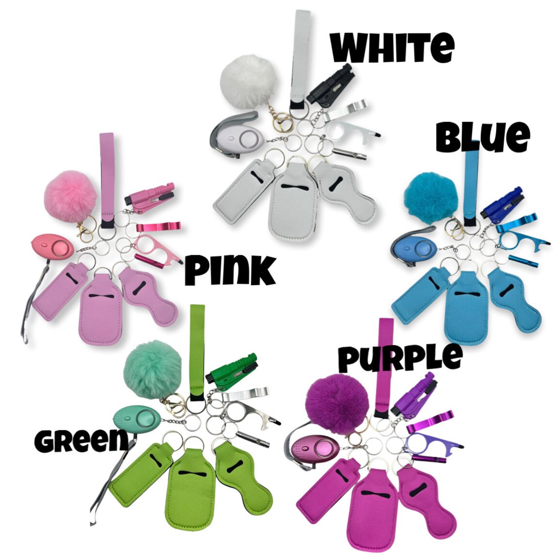 13 Piece Selfdefence Keychain Set/marble&solid Colours/protective