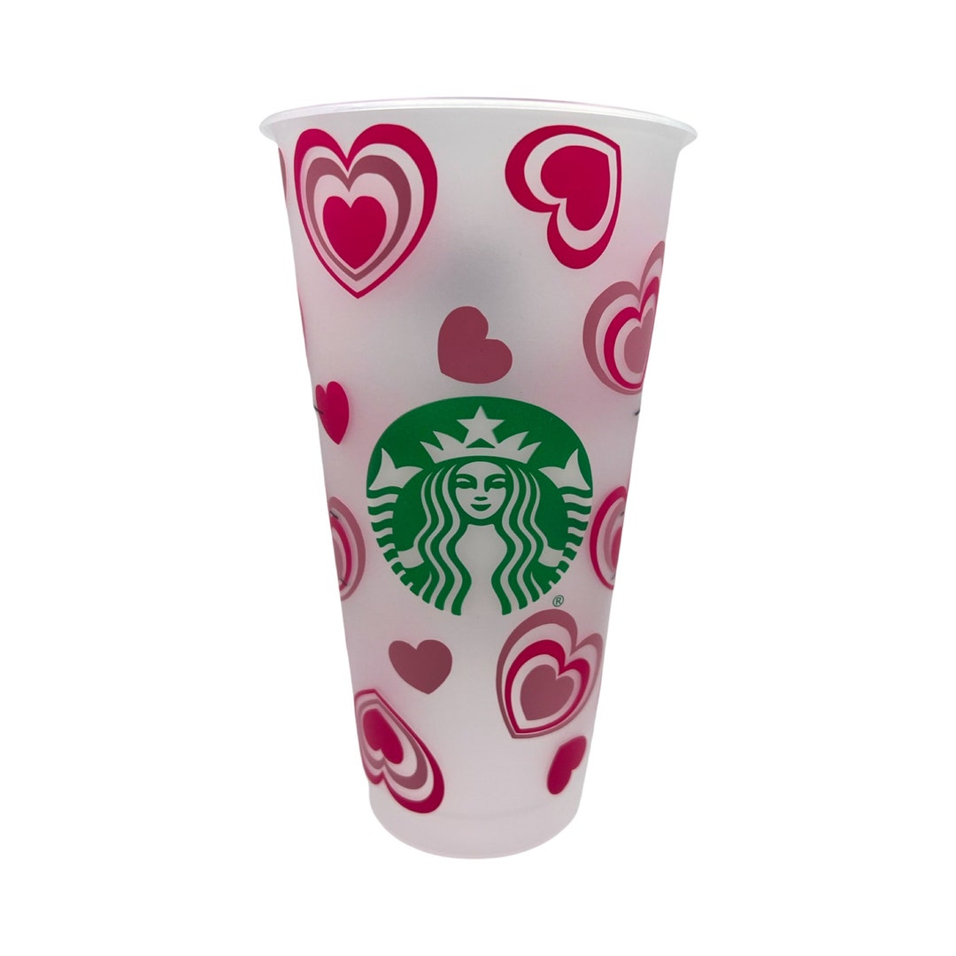Personalized Starbucks Cold Cups 24oz /pink Hearts/valentines Day Gift