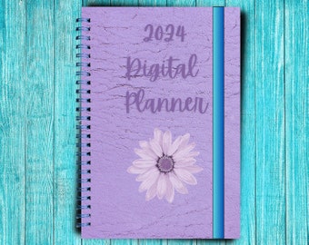 May include: A purple digital planner with a flower design and the text "2024 Digital Planner" on the cover.