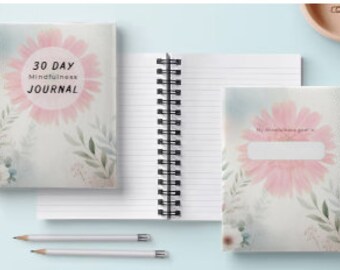 30 Day Mindfulness Journal with Prompts to Assist With Self Improvement Goals and Self Love and Nurturing, 8.5 x 11 Printable Digital Diary