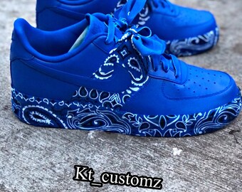 air force 1 blue bandana shoes