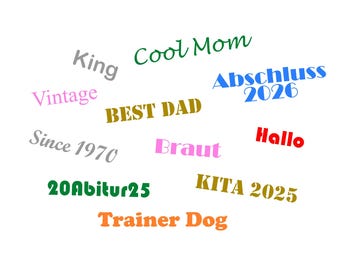 Textil Wunschtext Bügelbild Namen Schild zum Aufbügeln Personalisierte Schriftzüge Beschriftungen für Textilien, T-Shirt bedrucken