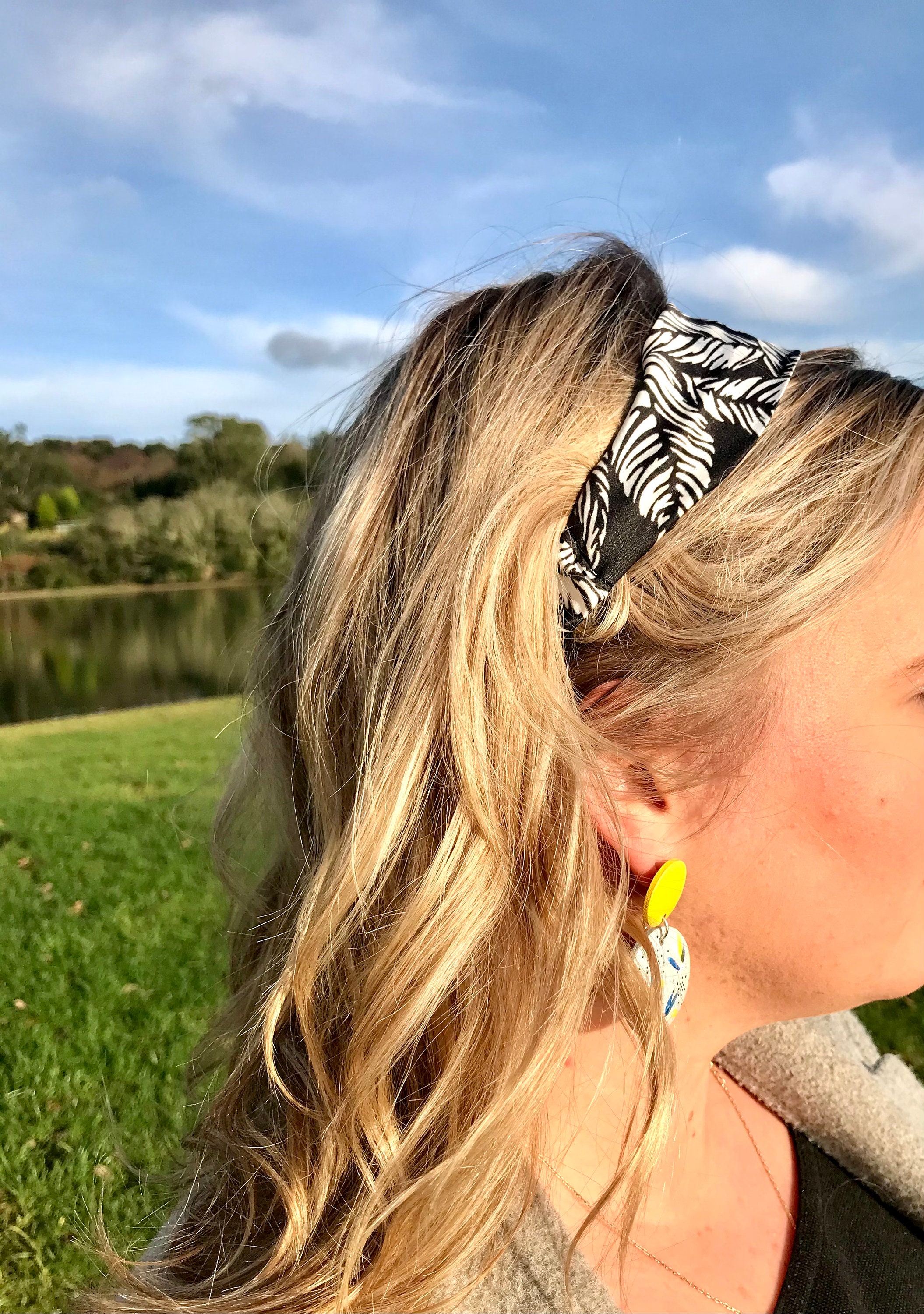 Luxury Printed Silk Headband, Geometric Colourful Prints, Limited